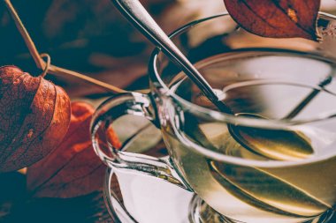 papatya ve kurutulmuş çiçek fincan ile kompozisyon