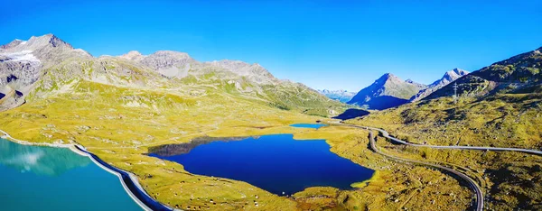 Passo Del Bernina Svizzera Veduta Aerea Panoramica Dei Laghi — Foto Stock