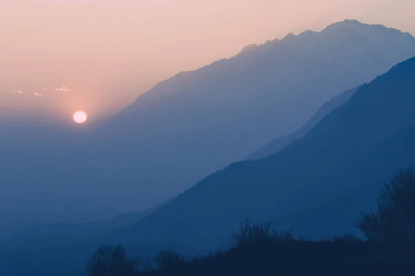 Alpine Panorama Profiles Sunset — Stock Photo, Image