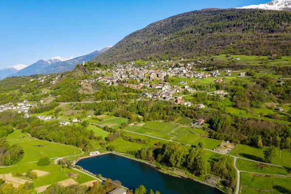 Valtellina Teglio Luftaufnahme Des Weilers Sommasassa — Stockfoto
