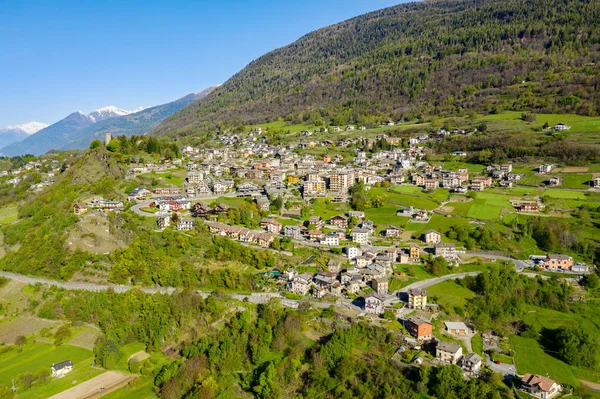 Teglio Valtellina Vue Aérienne Ville — Photo