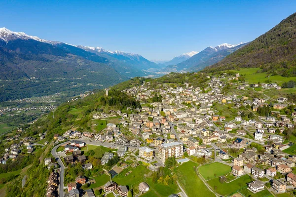 Teglio Valtellina Aerial View Town — Stock Photo, Image