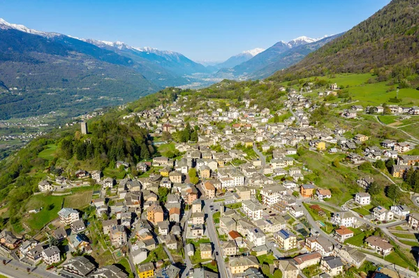 Teglio Valtellina Vue Aérienne Ville — Photo