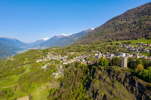 Teglio Valtellina Luftaufnahme Der Stadt — Stockfoto