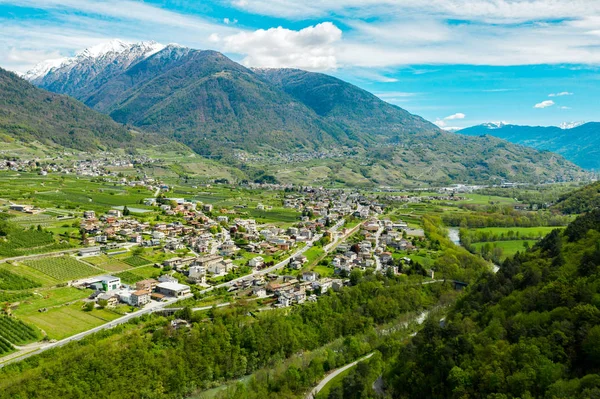 Valtellina Aerial View Piateda Valley West — Stock Photo, Image