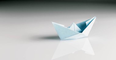 parlak yüzey üzerinde yansıması ile kağıt tekne