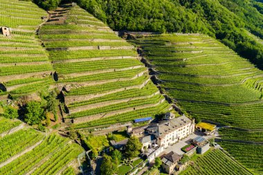 Valtellina (It) - Bianzone - Havadan görünüm  