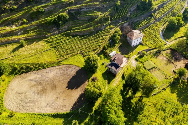 Valtellina Widok Lotu Ptaka — Zdjęcie stockowe