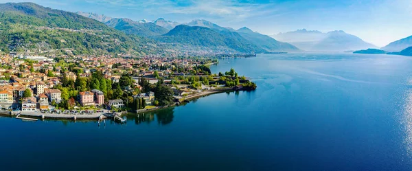 Dongo Como Gölü Antik Köyün Panoramik Havadan Görünümü — Stok fotoğraf