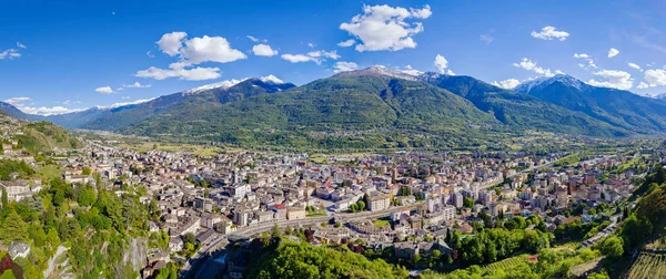 Valtellina Panoráma Légi Kilátás Sondrio — Stock Fotó