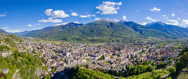 Valtellina Panoramische Luftaufnahme Von Sondrio — Stockfoto