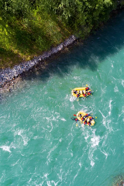 Descenso Del Río Con Rafting Vista Aérea — Foto de Stock