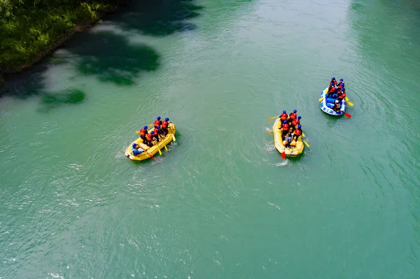 Descenso Del Río Con Rafting Vista Aérea — Foto de Stock