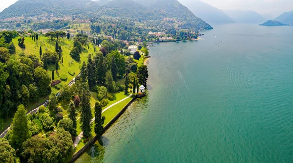 Bellagio Lake Como Villa Melzi Park Utsikt Från Luften — Stockfoto
