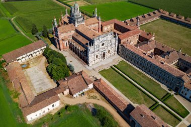 Certosa di Pavia Gra-Car (Gratiarum Carthusia - Santa Maria delle Grazie Manastırı - Xiv yüzyıl) - Havadan görünüm