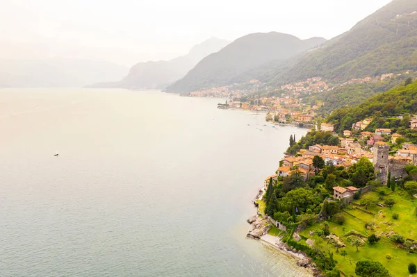 Comosjön Santa Maria Rezzonico Utsikt Från Luften — Stockfoto