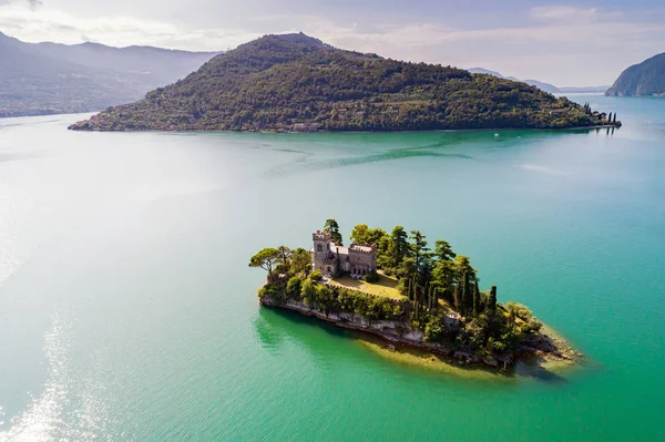 Iseo Lake Island Loreto Aerial View — Stock Photo, Image