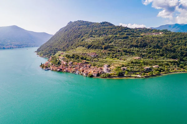 Iseo Lake Carzano Utsikt Från Luften — Stockfoto