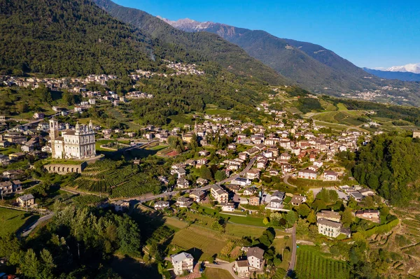 Tresivio Valtellina Heiligtum Der Santa Casa Lauretana 1646 Luftaufnahme — Stockfoto