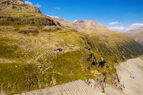 Switzerland Engadine Boval Hut Morteratsch Glacier Aerial View September 2019 — Stock Photo, Image