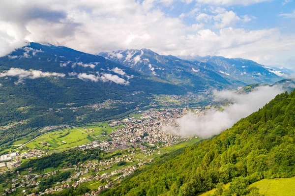 Valtellina Vista Aérea Sondrio Vale Maria Carnale — Fotografia de Stock