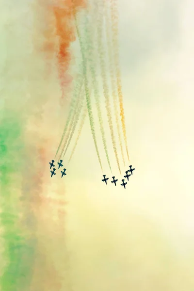 Varenna Como See September 2019 Akrobatische Luftaufführung Von Frecce Tricolori — Stockfoto