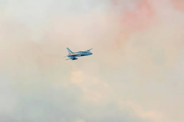 Varenna Comomeer September 2019 Acrobatische Luchtprestaties Van Frecce Tricolori Driekleurige — Stockfoto