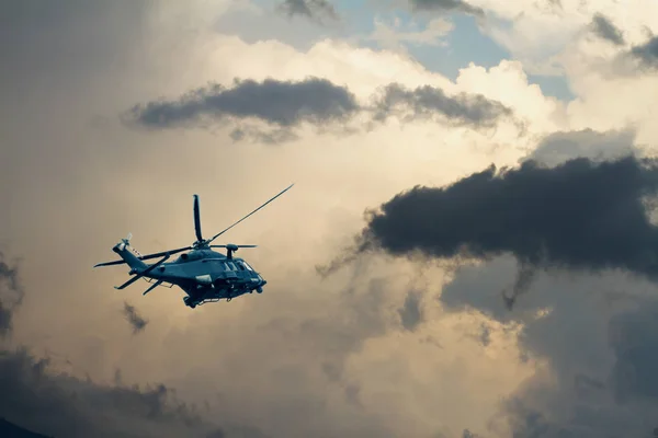 Military Aw149 Helicopter Flying Stormy Sky — Stock Photo, Image