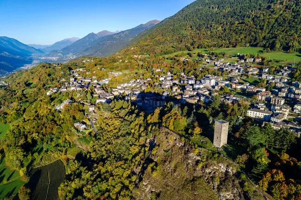 Teglio Valtellina Vue Aérienne Panoramique Ouest — Photo