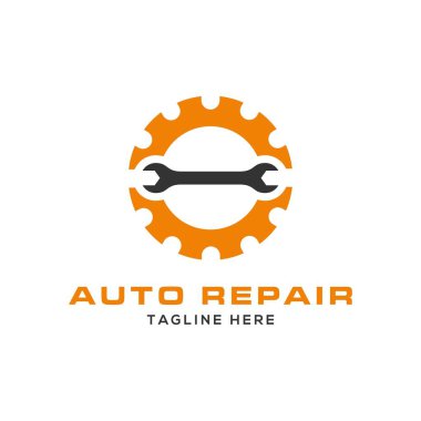 servis onarım logosu, dişli logosu tasarım vektörü