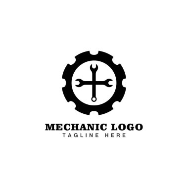 servis onarım logosu, dişli logosu tasarım vektörü