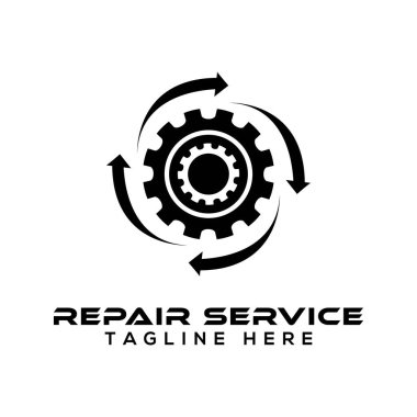 servis onarım logosu, dişli logosu tasarım vektörü