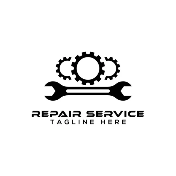 servis onarım logosu, dişli logosu tasarım vektörü