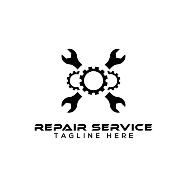servis onarım logosu, dişli logosu tasarım vektörü