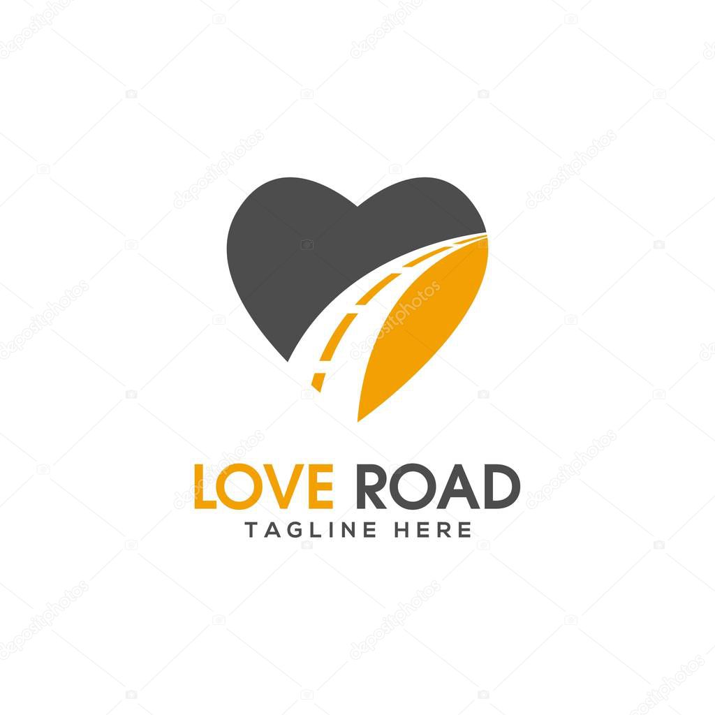 Love road logo design vector
