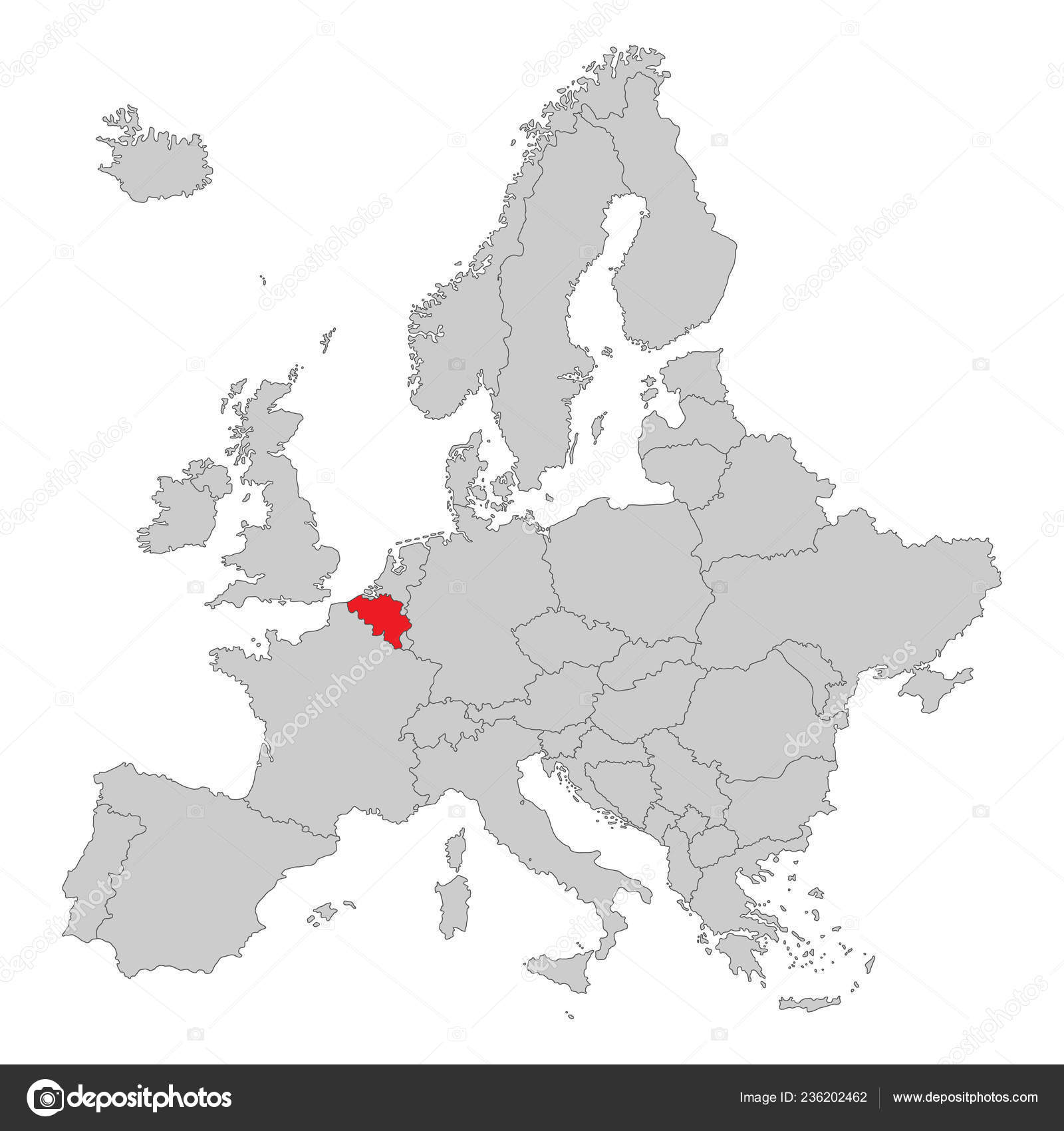 Europe Map Europe Belgium High Detailed Stock Vector C Ii