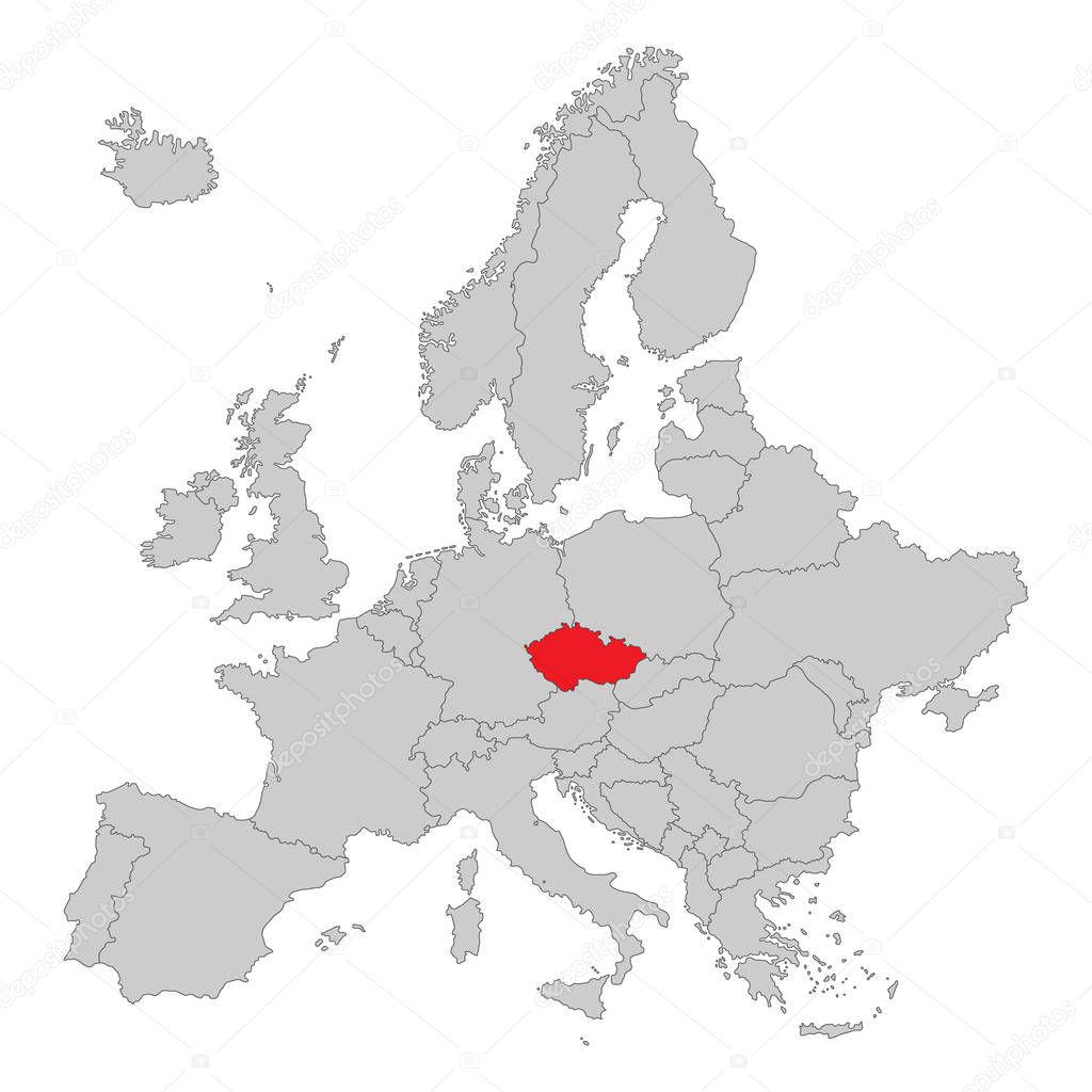 Czech Republic On Map Of Europe ✓ Europe - Map Of Europe Czech Republic (High Detailed) Premium Vector In  Adobe Illustrator Ai ( .Ai ) Format, Encapsulated Postscript Eps ( .Eps )  Format