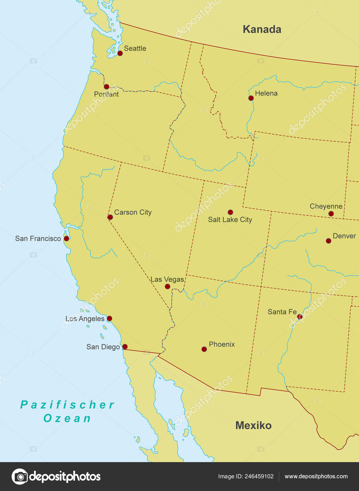 Map West Coast United States Stock Vector C Ii Graphics 246459102