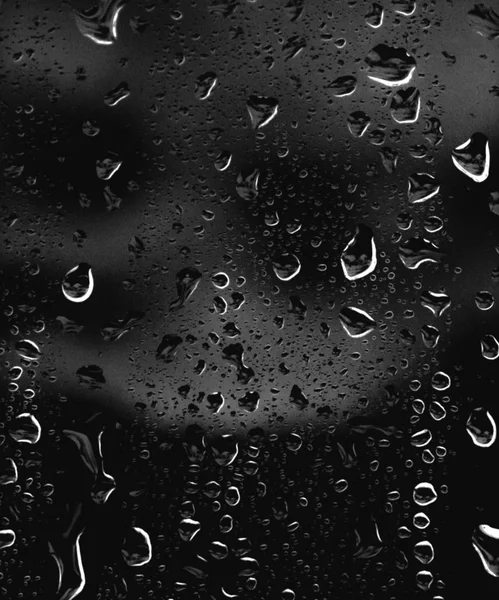 Black Wet Background Raindrops Overlaying Window Concept Autumn Weather Background — Stock Photo, Image