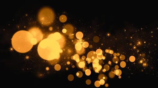 Fondo Bokeh Abstracto Dorado Partículas Polvo Reales Con Estrellas Destello — Foto de Stock