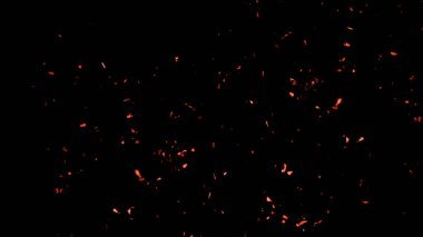 Fire effect dust debris isolated on black background, motion powder spray burst in dark texture clipart