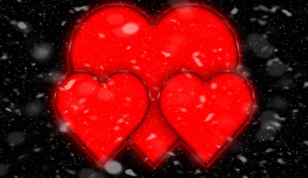 Дизайн Шаблона Сердце День Святого Валентина Снег Изолирован Черном Фоне — стоковое фото