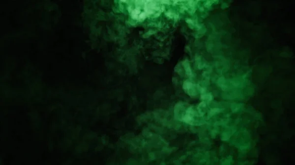 Niebla Niebla Humo Verde Abstracta Sobre Fondo Negro Textura Elemento — Foto de Stock