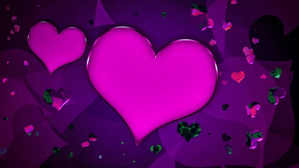 Designvorlage Herz Für Valentinstag Hintergrund Bunte Konfetti Herzen Isoliert Auf — Stockfoto