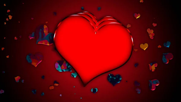 Designvorlage Herz Für Valentinstag Hintergrund Bunte Konfetti Herzen Isoliert Auf — Stockfoto