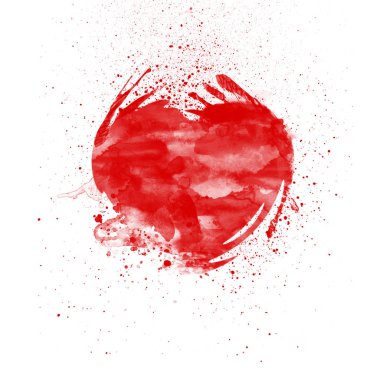 Sıçrayan kan ile suluboya akrilik kırmızı kalp.
