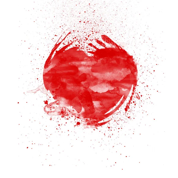 Акриловый Акварель Красного Сердца Брызгами Крови — стоковое фото