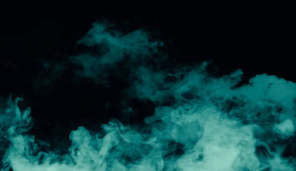 Μπλε Αφηρημένη Καπνίζουν Ομίχλης Επικαλύψεις Υφής Απομονωμένες Μαύρο Φόντο — Φωτογραφία Αρχείου