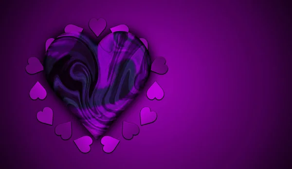 Arte Digital Corazones Púrpura Fondo Para Espacio Copia —  Fotos de Stock