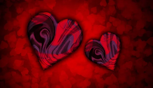 Kırmızı Dijital Modeli Kalpler Sevgililer Günü Arka Planı Için — Stok fotoğraf